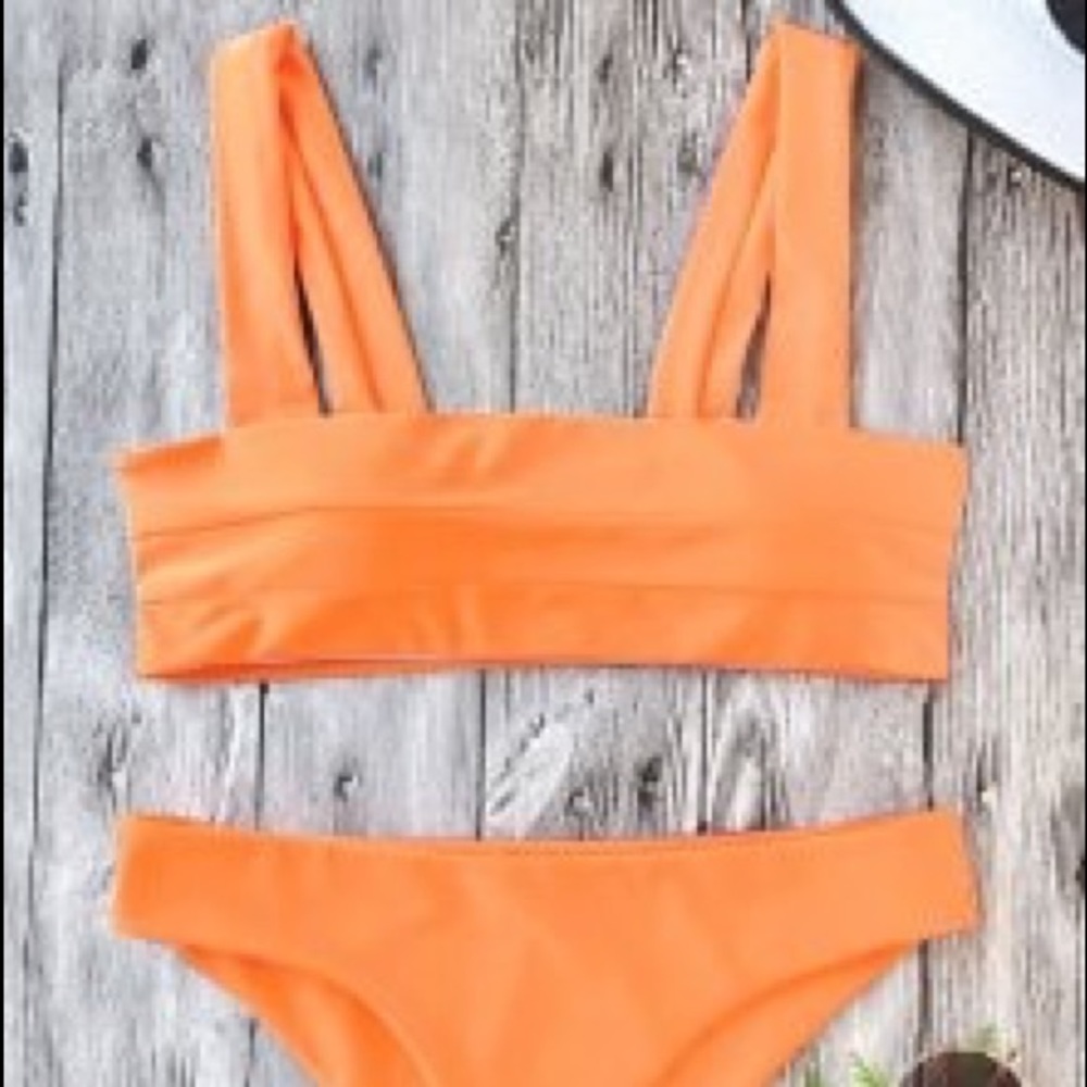 Zaful Bandeau Neon Orange Bikini - BNWT